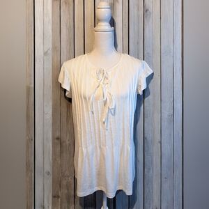 NWT Chic White Minimalist Cap Sleeve Shirt Top XL